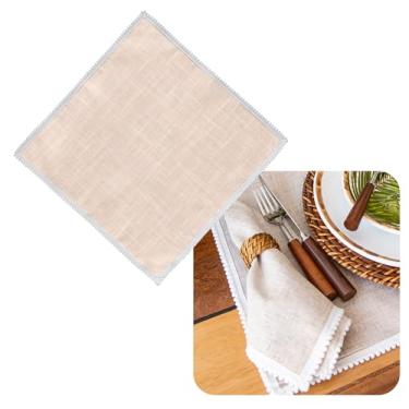 Imagem de Mesa Posta Guardanapo De Tecido Bege Sofisticado 45x45Cm