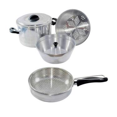 Imagem de Conjunto Panela A Vapor Banho Maria 4x1 E Frigideira Cesto - GLOBAL AL