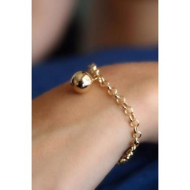 Imagem de Pulseira de Bola Lisa Semi Joia Banhado Ouro 18k - Stella Semi Joias