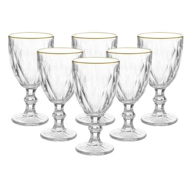 Imagem de Conjunto de Taças 300ml com 6 Peças Borda Dourada - Quanhe
