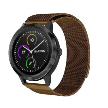 Imagem de Pulseira de Aço Milanese loop Marca 123Smart Compativel com GT2 46mm GT3 46mm GT4 46mm GT Runner 46mm Venu 2 45mm Venu 3 45mm Vivoactive4 45mm Vivoacitive5 45mm Forenrunner 255 46mm Forenrunner 255 Music 46mm Forerunner 745 Forerunner 945 (22mm, Marrom)