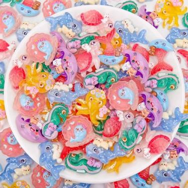 Imagem de AUREHEN 50 peças de pingentes de resina kawaii sortidos a granel - lindos pingentes de geleca plana para artesanato DIY, scrapbooking, arte de unhas, capas de telefone e acessórios de cabelo (enfeites