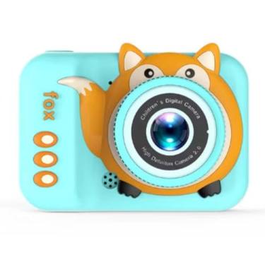 Imagem de Câmera digital infantil, mini filmadora de vídeo, fotos com molduras, recarregável, jogos, música. Acompanha cartão de memória 32gb (Raposa) (Verde)