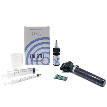 Imagem de Kit de pigmento e cartucho Nuva Follifill SMP – Tinta de micropigmentação mais profunda para couro cabeludo com retenção superior, frasco de 15 ml para mais de 50 tratamentos, 20 agulhas esterilizadas