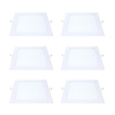 Imagem de Kit 6 Painel Led Embutir Quadrado Luz Quente 3000K 24W 29Cm