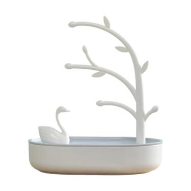 Imagem de kowaku Caixa de joias Lago dos Cisnes, porta-joias feminino, suporte para colar, colares, brincos, organizador, caixão para amuletos, viagem, aniversário, Cinza