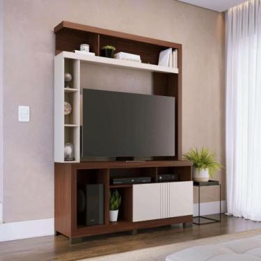 Imagem de Estante Home para Tv Idris Nogueira Real Off White Matte - CasaH
