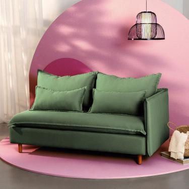 Imagem de Sofá Modular 2 Lugares Braço Lateral Com Pé Madeira Sôma CabeCasa MadeiraMadeira Verde