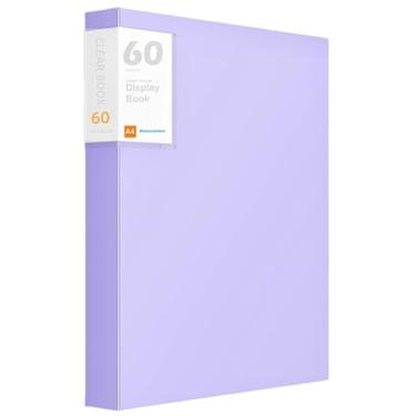 Imagem de Fichário com mangas de plástico 60 bolsos para exibição de livro de 120 páginas, pasta de portfólio de arte com protetores de folhas transparentes, livro de apresentação para obras de arte