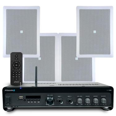Imagem de Kit 4 Arandelas Jbl de Embutir Teto Som Ambiente Apartamento + Amplifi