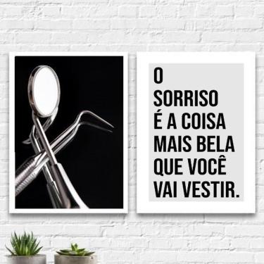 Imagem de Kit 2 Quadros Para Consultório Odontológico 45X34Cm Branca