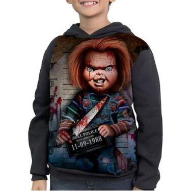 Imagem de Casaco Moletom Infantil Chuck Boneco Assassino - smoke, Preto, 2