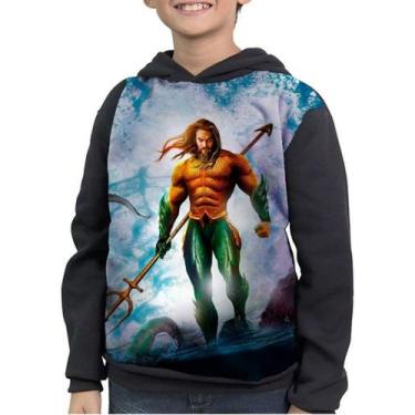 Imagem de Moletom Infantil Aquaman Rei Atlan Liga Da Justiça - smoke, Preto, 12