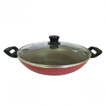 Imagem de Panela Wok Antiaderente Com Tampa Grande 30cm Cereja Extang