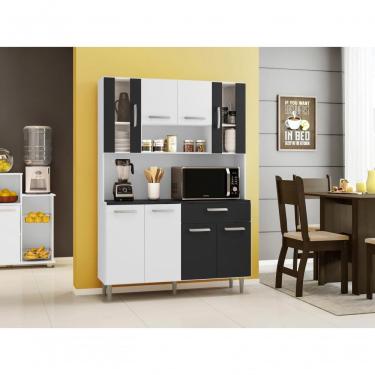 Imagem de Armário De Cozinha 8 Portas 1 Gaveta Gabi Branco/preto Poliman Branco/preto