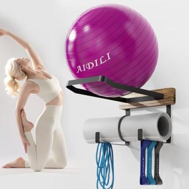 Imagem de AIDILI Para BABYGO/THERABAND/Trideer bola de parto e suporte de bola de parede para exercícios, suporte de círculos de Pilates resistente, suporte de tapete de ioga, suporte de armazenamento de bola