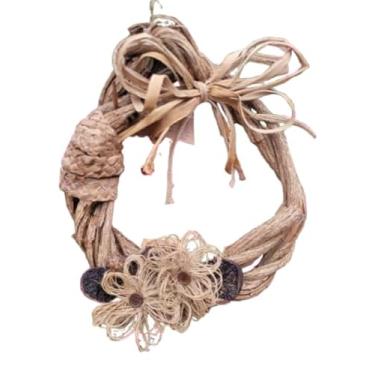 Imagem de Guirlanda Rústica Artesanal Premium | Decoração de Porta de Entrada e Parede | Feita à Mão com Palha, Juta e Sementes Naturais | Única