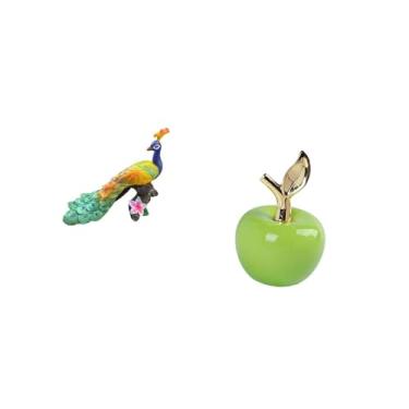 Imagem de Fenteer Escultura de Pavão, Estatueta Decorativa, Ornamento de Jardim, Artesanato, Estátua para Decoração de Casa, Quintal, Simulação de Arte, Cerâmica, Fruta