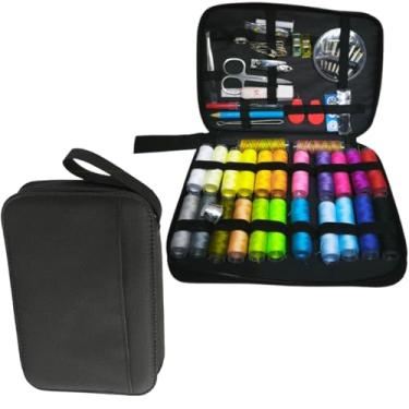 Imagem de NOVAVIDA, Kit de Costura Completo 92 Peças com Estojo Preto, Linhas Coloridas Agulhas Tesoura Botões e Acessórios
