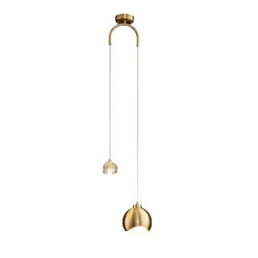 Imagem de Lustre de luz moderno lustre de cristal luz de luxo dupla cabeça linear pendente luz altura ajustável para cabeceira sala de estar sala de jantar quarto bar café pendurado lâmpada do teto (c