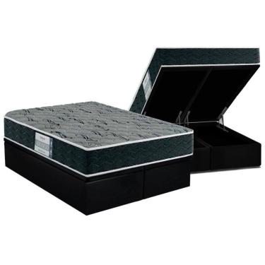 Imagem de Conjunto Box Baú King: Colchão Espuma D33 Resistente + Base Crc Suede Black(193x203)
