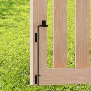 Imagem de Haste de queda de portão de cana de 45 cm, trava quadrada para uso pesado, parafusos de cana para portões de cercas de metal e vinil de madeira (acabamento preto, 1 pacote)