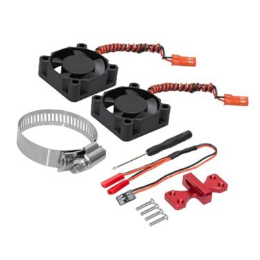 Imagem de Almencla Kit de dissipador de calor com motor RC PP com 2 ventiladores para veículos 1/7 1/8 1/10, ajustável profissional, 30x30mm