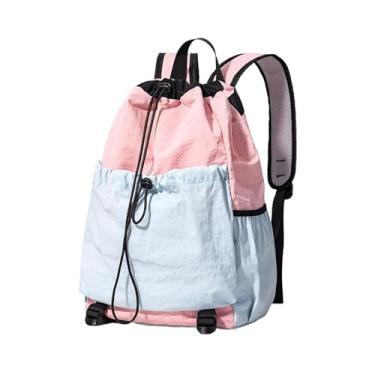 Imagem de Vaveren Mochila com cordão para raquete de tênis Mochila de tênis Bolsa de transporte para raquete de squash Pickleball, Azul Rosa
