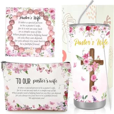 Imagem de Keluna Presentes de agradecimento da esposa de pastores - bolsa de maquiagem copo copo pulseira de pedra fé cristã presentes religiosos presentes de Natal presente de agradecimento para pastor esposa