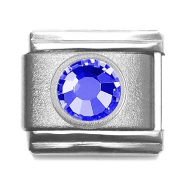 Imagem de Dolceoro Joias de elos com berloques de mês de nascimento em setembro, modular italiano, aço inoxidável acetinado