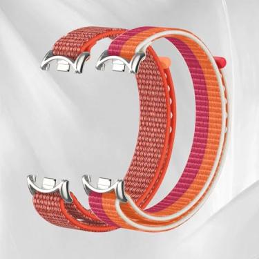 Imagem de Pulseira esportiva de nylon compatível com Xiaomi Smart Band 10/9/8 para mulheres e homens, pulseira de substituição macia e respirável, 2 peças (vermelho rosa + peônia, para Xiaomi Mi Band 8/9/10)