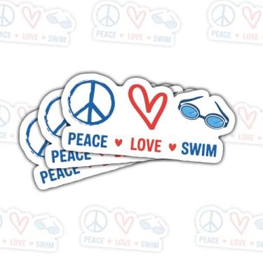 Imagem de 3 adesivos de natação Peace Love, adesivos esportivos de vinil para laptop, caderno, diário, garrafa de água, para-choque de carro, presente para estudantes, adolescentes, membros da equipe de natação