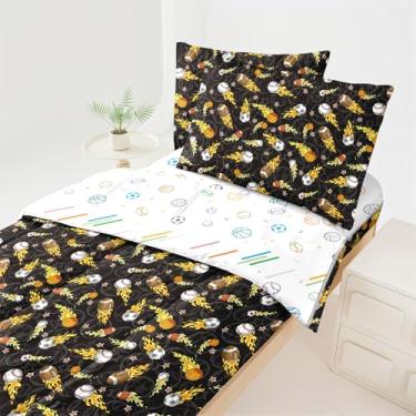 Imagem de Dearller Roupa de cama para meninos e adolescentes, solteiro, basquete, beisebol, beisebol, lençol com zíper, tudo em um