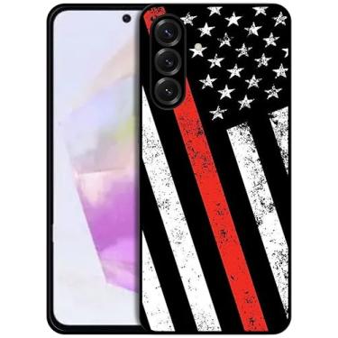 Imagem de SM CASES Capa para Samsung Galaxy A36 5G - Linha Vermelha Fina Bandeira de Bombeiro Design Impresso 2D Capa Traseira de Telefone TPU Borracha Protetora À Prova de Choque para Samsung Galaxy A36 5G