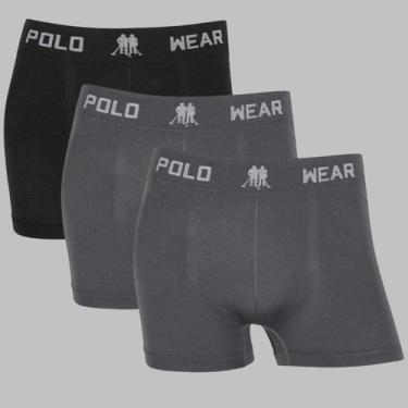 Imagem de Kit 3 Cueca Boxer Polo Wear Masculina Sem Costura Box Adulto, 1 preto,