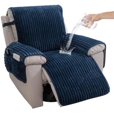 Imagem de HAOMAIJIA Capas de poltrona reclinável de pele sintética, antiderrapante, impermeável, que permanecem no lugar, quente, grossa, preguiçosa, capa reclinável para cães, protetor de móveis para animais