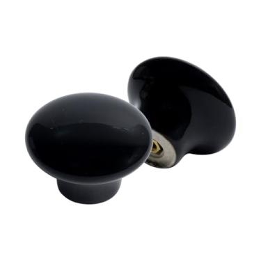 Imagem de Kit 2 Puxadores Cerâmica Porcelana 38mm Para Móveis Armário (Preto - MPPON104)