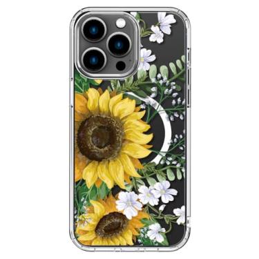 Imagem de ICEDIO Capa para iPhone 16 Pro Max com protetor de tela – Compatível com carregamento sem fio, proteção aprimorada para câmera, capa transparente com design floral moderno para mulheres – Lindos
