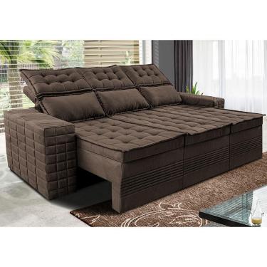 Imagem de Sofá 3 Lugares Retrátil E Reclinável Cama Inbox Senses 2,00m Velusoft Café