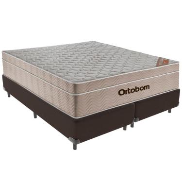Imagem de Cama Box Marrom E Colchão Airtech Springpocket Molas Ensacadas Queen Ortobom