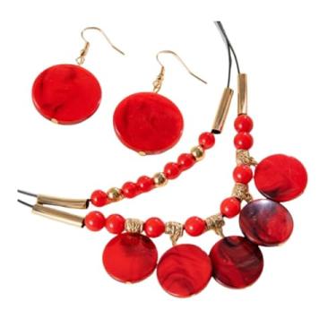 Imagem de XAM Conjunto de colar de contas turquesa boêmio – brincos e colar para mulheres – praia, férias, festas, uso diário, Acrílico, Sem Pedra Preciosa