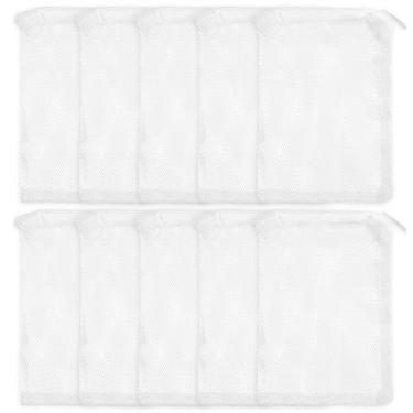 Imagem de Creztail Pacote com 10 sacos de mídia para aquário, sacos de mídia de filtro de aquário com zíper, bolsa de malha fina para tanque de peixes para carbono, bolas biológicas, anéis de cerâmica, rocha