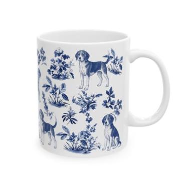 Imagem de Caneca de café Beagle Dog French Toile De Jouy - Inspirada em Toile De Jouy Caneca de café - Presentes para amantes de cães - presentes para mulheres - amantes de animais de estimação no dia das mães