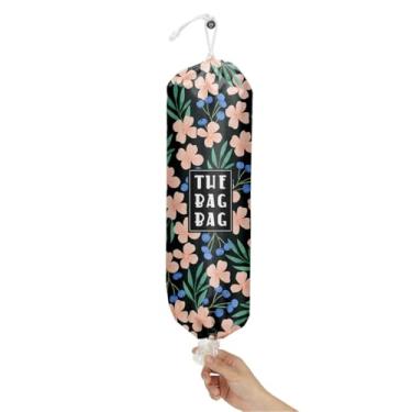 Imagem de IHopes+ Suporte de saco de plástico, organizador de sacolas de compras estilo country reutilizável e lavável, para decoração de casa, cozinha, acampamento, use 1 pacote, padrão de flores rosa claro