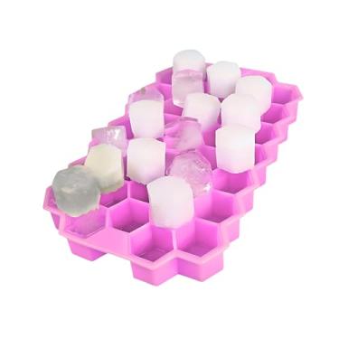 Imagem de Forma de Gelo e Chocolate em Silicone, 37 Cavidades, Colmeia Flexível com Tampa (Rosa)