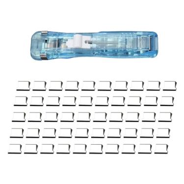 Imagem de Grampeador de mesa com 50 clipes reutilizáveis de aço inoxidável, dispensador de grampo de fichário com capacidade para documentos de escritório, material escolar