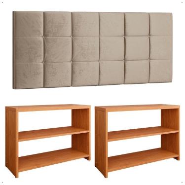 Imagem de Kit Sapateira Banquinho Organizadora 9 Pares Calçados Cabeceira Suspensa Cama Box Queen 1,60 - RPM