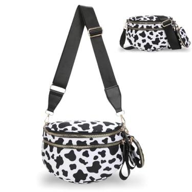 Imagem de Bolsa transversal quadriculada para mulheres, espaçosa bolsa xadrez de nylon com carteira removível, alça ajustável, pochete de grande capacidade, Vaca, One Size, Xadrez