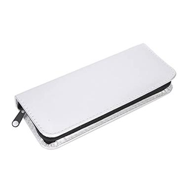 Imagem de HilBeliFU Capa de tesoura de camada dupla, bolsa de tesoura grande com cintos de armazenamento, suporte de tesoura de cabelo de couro PU, estojo de armazenamento portátil de tesoura para barbeiros