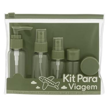 Imagem de Kit Frascos para Viagem, ORGANIZADOR tubos, Recarregáveis, Laváveis, Portáteis, com necessaire, potes shampoo, condionador, creme, perfum, cosmeticos, original (Verde)